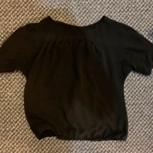 black 1/2 sleeve silk blend shirt